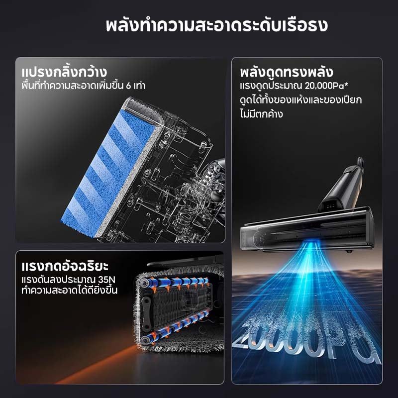 UWANT D700 Wet and Dry Vacuum เครื่องดูดฝุ่นถูพื้น เส้นผมพันกันเป็น 0 ล้างด้วยน้ำร้อน 100℃