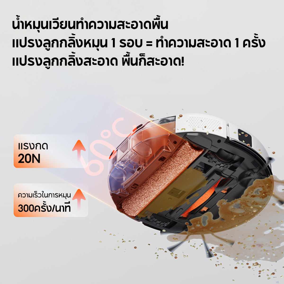Uwant U300 Robot Vacuum and Mop Cleaner หุ่นยนต์ดูดฝุ่น ถูพื้น ซักผ้าถู อบผ้าแห้ง