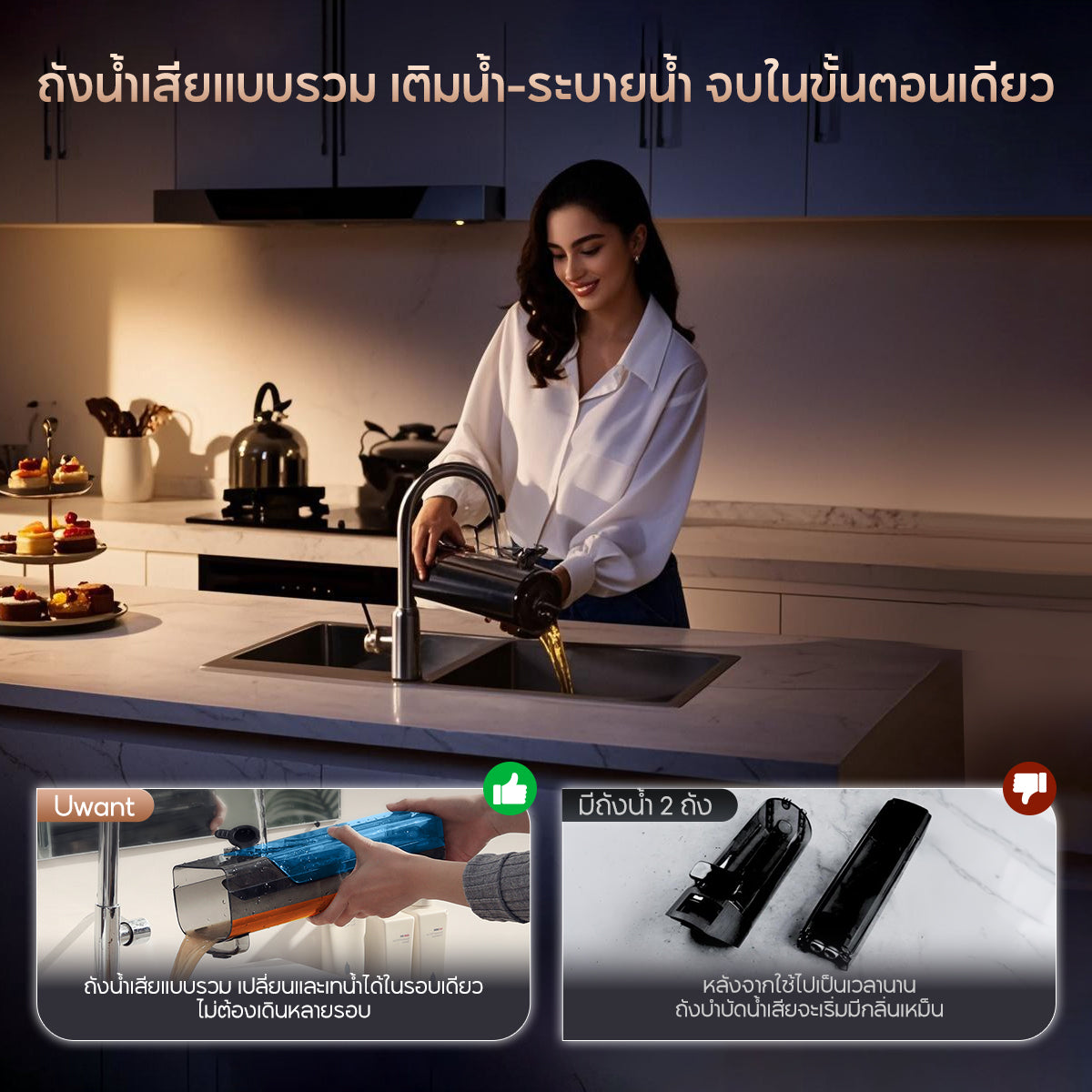 [New] Uwant D500 Pro Wet and Dry Vacuum เครื่องล้างพื้นดูดฝุ่น ดูดน้ำ ถูพื้น สถานีฐานแบบดันเข้า จบในเครื่องเดียว